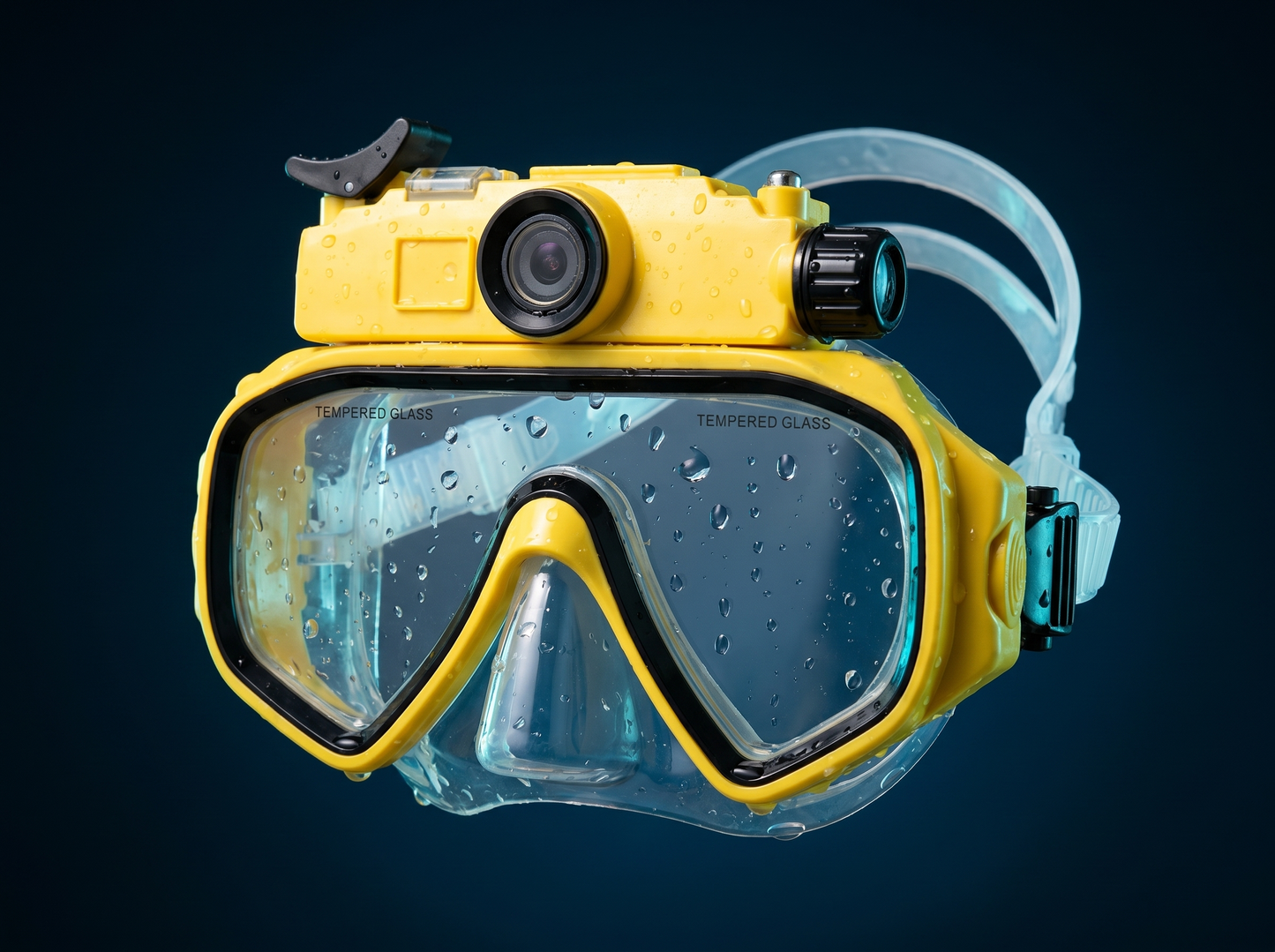 Deep Dive Goggles underwater camera mask in Coral Yellow