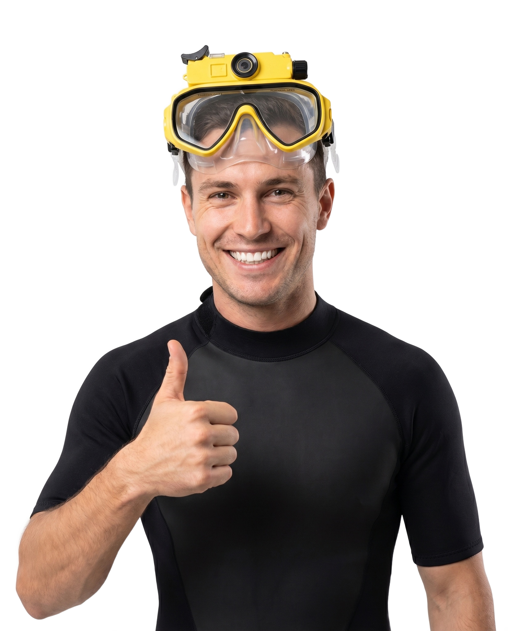 Person wearing the Deep Dive Goggles mask
